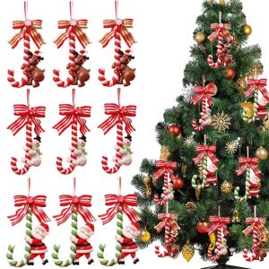 Christmas Tree Santa Claus Pendant Snowman Candy Cane Ornament Xmas Tree Decoration Xmas Gift for Kids Home Decor