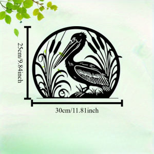 CIFbuy | Vintage Pelican Iron Wall Art Black White Feather Seaside Metal Decor Rustproof Beach Villa Birdwatching Christmas Gift Ornament