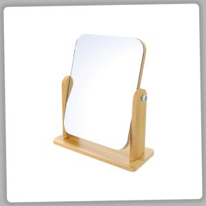 MP00 Wooden Mirror 360 Degree Portable Adjustable Table Desk Mirror Bathroom Living Room Shave Makeup Mirror
