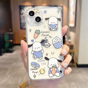 Cute Couple Transparent Silicone Phone Case for iPhone 15 14 pro Max 13 New Hellokitty Pachat Dog Compatible with Apple 12 Mini