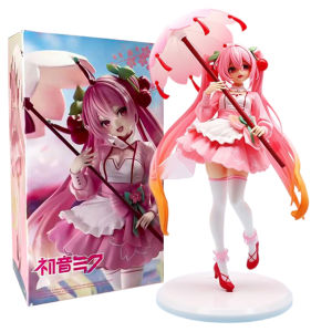 Bandai | In Stock Anime Hatsune Miku Hands Cherry umbrella Sweatshirt Action Figure Model Toys Cute Action Model PVC Collection Gift