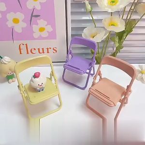 [Local Delivery]Mini Chair Shape Mobile Phone Stand Portable Cute Colorful Adjustable Folding Stool Lazy Phone Desktop Holder For Cell Phone For iPad Can Be Used As Decorative Ornaments folding chair phone holder
