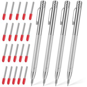 4Pcs Tungsten Carbide Tip Scriber with 20 Engraving Pen Marking Tip Scribing Pen For Glass Ceramic Metal Marking Hand Tools