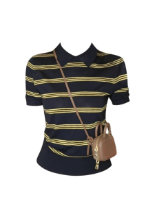 HUOLISI | Striped Retro Polo Collar T-shirt