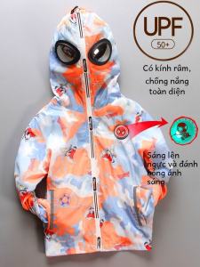 Áo Khoác Spiderman Chống Tia UV Cho Bé Trai Mùa Xuân Hè Mỏng Nhẹ Thường Ngày Bằng Vải Polyester Có Mũ Trùm Đầu