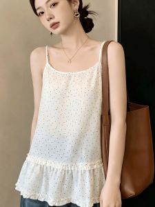 AIYITI | Áo Thun Nữ Dots Hình Chấm Bi Viền Xếp Ly Kiểu Rộng