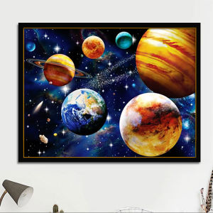 Solar System Space Planet Diamond Painting Cosmic Starry Sky Landscape Bedroom Diamond Cross Stitch Living Room 2024 New Arrival
