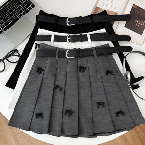 Sweet All-Matching Three-Dimensional Bows High Waist Slimming Skirt Pleated Skirt Exposure-Proof Skirt a-Line Skirt Womens Summer