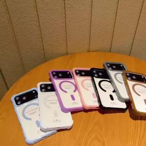 Transparent Acrylic For Magsafe Magnetic Soft Frame Phone Case For iPhone 17 Pro Max 16 15 14 13 12 11 Shockproof Cover