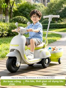 YIHECHUYAO | Bluetooth Remote Control Electric Motorcycle with Trailer Three-Wheeled Ride-on Vehicle