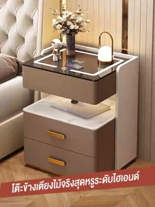 โต๊ะข้างเตียงพร้อมรหัสล็อค 45 * 40 ซม. สีเบจ / สีเทาเข้ม โต๊ะข้างเตียงอัจฉริยะ ลำโพงบลูทู ธ