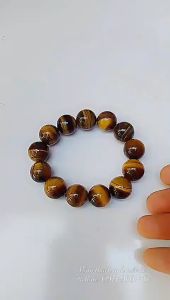 Vòng Tay Đá Thach Anh Mắt Hổ Vàng Nâu Tự Nhiên Size Lớn 16 li - Đá Phong Thủy