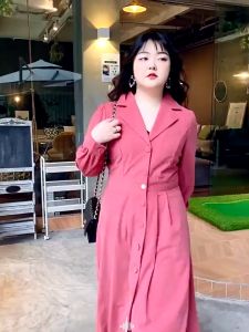 Rok panjang wanita ala korea gaun korduroi gaun antik lengan panjang gaun kemeja korduroi