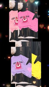 Bộ đồ bé gái hình gấu dâu COOL BEAR cho bé gái siêu xinh cho bé 6-24kg.BGL37.