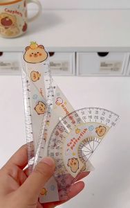 S23 ไม้บรรทัดลายคาปิบาร่า ชุดไม้บรรทัด4ชิ้น เครื่องเขียนของนักเรียน พร้อมส่ง