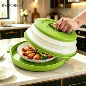 10.2 inch Microwave Plate Cover 2 In 1 Cover as Splatter Guard Collapsible Lid for Plate Dish Bowl Multi-Purpose Kitchen Gadget