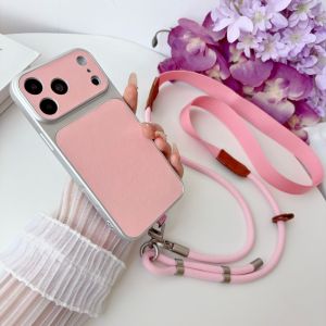 Leather Texture Case For iPhone 17 Pro Max 16 15 13 14 Plus 12 18 Adjustable Crossbody Lanyard Strap Lens Shockproof TPU Cover
