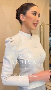 เสื้อไทย จิตรลดาลาย ลูกไม้ บ่าจีบ สไตล์เรียบ สวยสง่า ใส่ออกงาน เสื้อทางการ [5733]