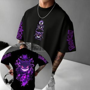 Pokémon Animation Derivatives Genger Printing Mens and Womens Summer Fashion Street T-shirt Hoodie Shorts and Sweatpants