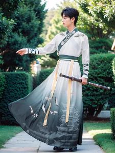 Original Embroidered Hanfu Mens Traditional Chinese Clothing Couples Matching Set Summer Season Polyester Fiber Youth Home Use