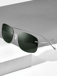 FONEX Rimless Titanium Sunglasses Men Brand Design Ultralight Korean Japaness Style Frameless Screwless Square Polarized Sun Glasses for Women 85694