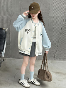 MPW | Girls Baseball Jacket Butterfly Knot Spring Autumn Fashionable Kids Outerwear Medium To Large Children MPW Sport Style Coat