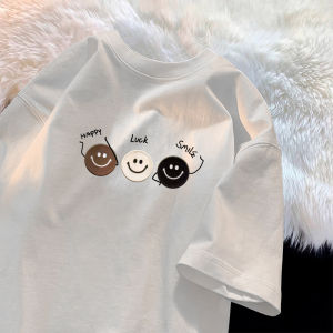 American Style Loose Fit Cotton Short Sleeve T-Shirt Mens Summer Casual Top Breathable Printed round Neck Tee for Teens