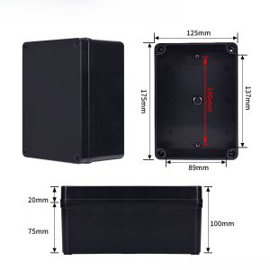 กล่องสายไฟกันน้ำสีดำ ABS สำหรับใช้กลางแจ้ง กล่องไฟฟ้าแบบสามทางพร้อมจุดเชื่อมต่อ กล่องสายไฟป้องกันน้ำ