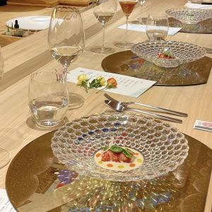 Japanese Style Glass Dinner Plate French Restaurant Cold Dish Plate Umbrella Shaped Dessert Plate Transparent round Plate