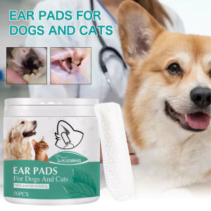YEGBONG | Pet Ear Cleaning Finger Wipes Disposable Ear Cleaner Remove Mites Earwax Buildup Eye Tear Stains Cats Dogs Ear Finger Cots 50pcs