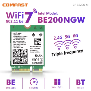 Comfast 8774Mbps PCI-E Wireless Adapter WiFi 7 Intel BE200 WiFi Card 2.4G/5G/6GHz Tri Band Network Adapter BT5.4 Win10/11 Linux