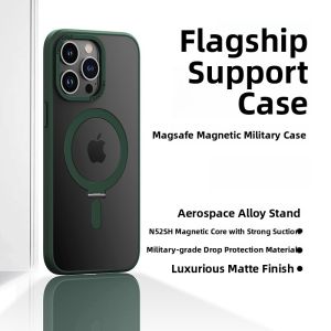 LINGKEN | Magnetic Absorption Frosted Full Cover Protection Case For iPhone 15 Pro Max New Style Apple 14 Pro Transparent Shockproof Wireless Charging Compatible