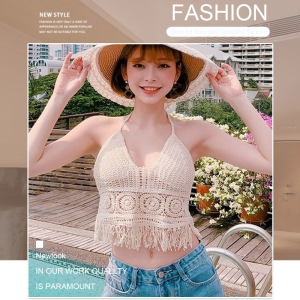 2024 Korean Style Crochet Bralette Top Summer Beach Boho Top for Women Summer Outfit Summer