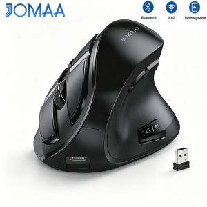 JOMAA | JOMAA Ergonomic Wireless Mouse - Rechargeable 2.4G Bluetooth Silent Click for Mac Windows Laptop Desktop - Comfortable Table Mou