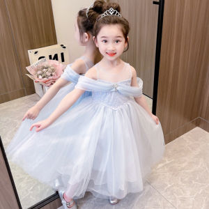 Elsa Style Exposed Shoulder Princess Dress