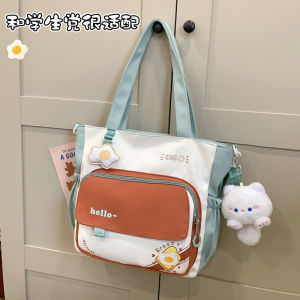 Túi Học Sinh Vải Canvas Chống Thấm Nước Dung Tích Lớn Màu Tương Phản Túi Học Sinh Tiểu Học Trung Học Cơ Sở Túi Học Sinh Có Thể Mang Một Bên Vai