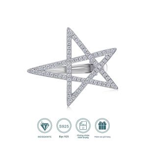 Kẹp Tóc Moissanite JIUZUAN Màu D VVS1 Chứng Nhận GRA Bạc 925 Mạ Vàng 18K Trang Sức Sang Trọng Thanh Lịch Dành Cho Nữ