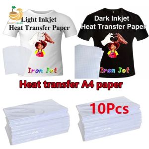 [Desertoasis] 10 cái truyền nhiệt in phun giấy A4 Ánh sáng tối vải bông sắt ép nhiệt giấy in phun giấy in thăng hoa