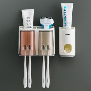 ตู้สำหรับเก็บขวดน้ำยาแต่งผมแบบติดผนังแบบไม่ต้องเจาะ ชุดแปรงสีฟัน แก้วชุบน้ำยาฆ่าเชื้อ ชั้นวางของสำหรับห้องน้ำแบบติดผนัง