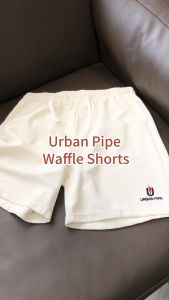 URBAN PIPE Waffle Plain Shorts For Men Above The Knee Casual Garter Short W/ Logo Breathable 208506