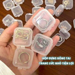 SET 2 Hộp Đựng Nhẫn Bông Tai Nhựa Trong Suốt Mini Đựng Trang Sức Vật Dụng Nhỏ
