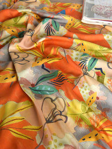 Imprint 60 Pieces Cotton Silk Gown Fabric Simulation Silk Wind Cheongsam Dress Material Chinese Style Plant Floral Printed Home Fabric