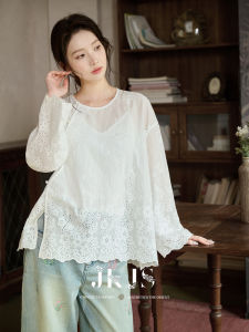 JK＆JS | Embroidery Lace White Cotton Shirt for Women