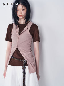 VERMO High Twist Cotton Slim Fit Vest Easy Open Lightweight Breathable No Side Seam Open Front Tank Top Original Design Ladieswear