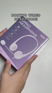 Bonkyo Headphone stereo dengan mikrofon dan single jack 3.5mm Cocok untuk pembelajaran di kantor