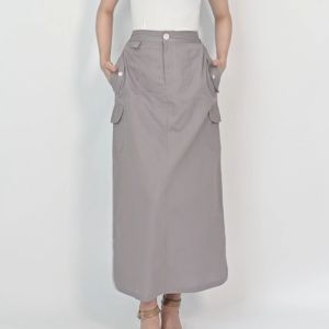 QUEENTIN Rok Kargo Wanita Casual 0240 Katun Echinose Polos Premium