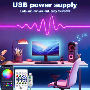5M 5V USB ARGB LED Neon Light Smart Strip Light Sync Music Changable Color Dimmable APP Control Waterproof Indoor Outdoor decorate Neon Sign Flexible Ribbon Rope LED string lights