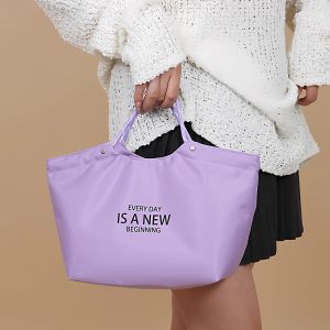 Waterproof Multi-Functional Luxury Pure Color Zipper Handbag Lunch Box Bag Commuting Work Tote Bag Versatile Mommy Bag