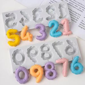 1PCS/2PCS DIY Number Fondant Cake Decorating Silicone Mould Lollipop Chocolate Baking Tool Resin Clay Handmade Gift Making Mold