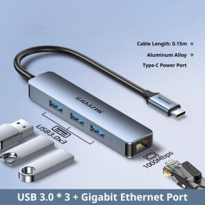 Samzhe | SAMZHE USB3.0 HUB Ethernet Adapter 1000Mbps HUB RJ45 Lan for Laptop PC Xiaomi Mi Box Macbook Windows USB-C HUB Network Card 